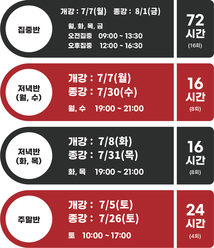 7월 강의 일정